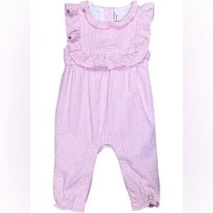 Janie and Jack Pink and White Striped Ruffle Romper